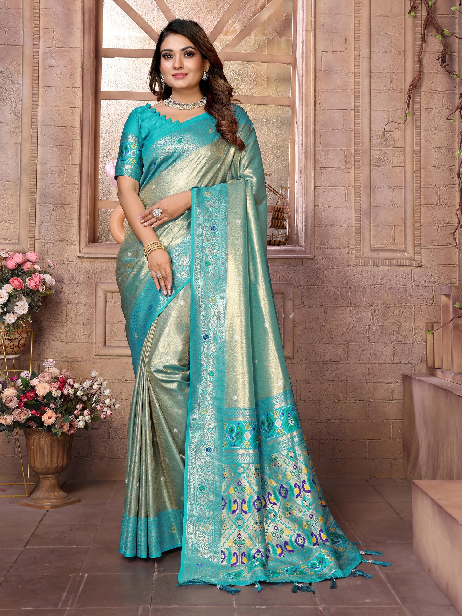 Blue Spun Pure Soft Tissue Banarasi Saree Banarasi Saree Anant Tex Exports Pvt.Ltd..