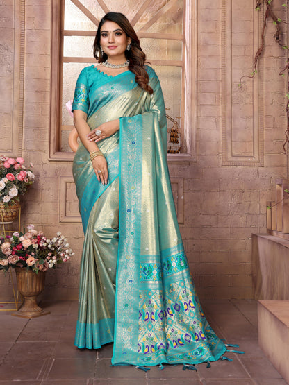 Blue Spun Pure Soft Tissue Banarasi Saree Banarasi Saree Anant Tex Exports Pvt.Ltd..