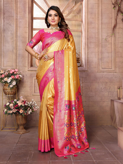 Yellow Pure Soft Tissue Banarasi Saree Banarasi Saree Anant Tex Exports Pvt.Ltd..