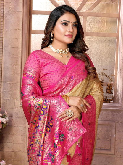 Orange Pure Soft Tissue Banarasi Saree Banarasi Saree Anant Tex Exports Pvt.Ltd..