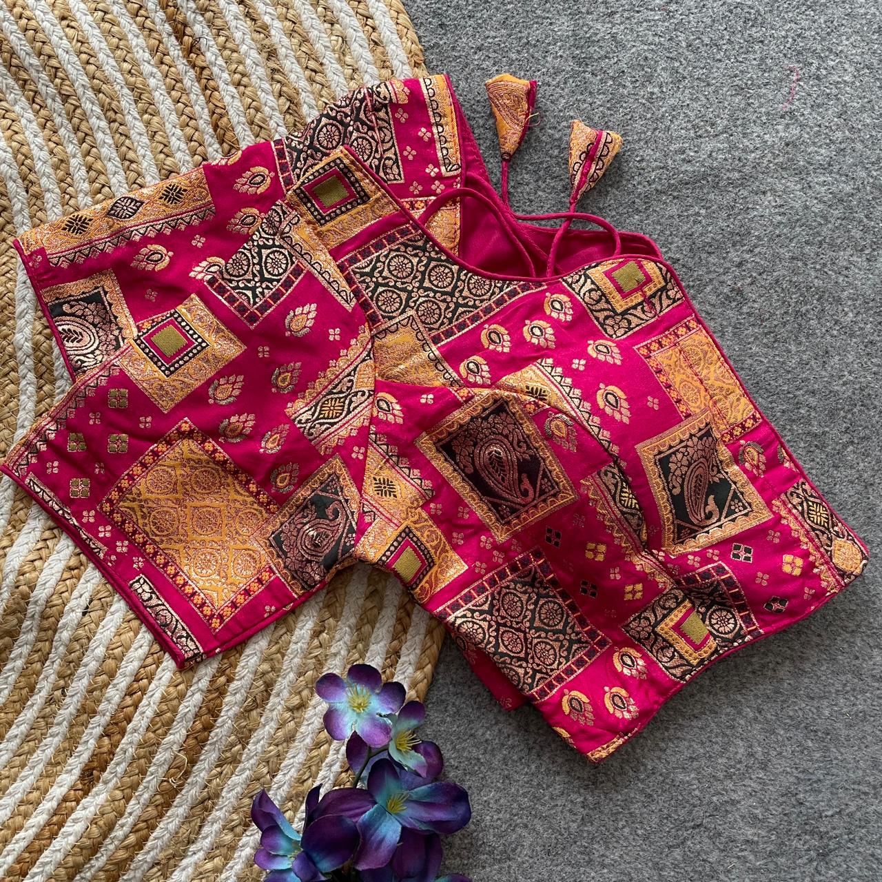 Rani Pure Dola Silk Multicolor Blouse Navratri Blouse Anant Tex Exports Pvt.Ltd..