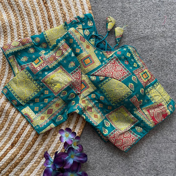 Sky Pure Dola Silk Multicolor Blouse