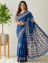 Blue Pure Soft Mal Mal Cotton Bagru Block Print Saree Cotton saree Anant Tex Exports Pvt.Ltd..