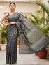 Grey Pure Soft Mal Mal Cotton Bagru Block Print Saree Cotton saree Anant Tex Exports Pvt.Ltd..
