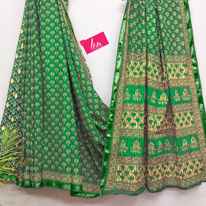 Green Pure Soft Mal Mal Cotton Bagru Block Print Saree Cotton saree Anant Tex Exports Pvt.Ltd..