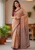 Orange Pure Soft Mal Mal Cotton Bagru Block Print Saree Cotton saree Anant Tex Exports Pvt.Ltd..