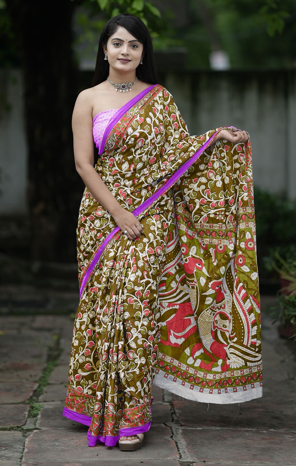 Green Pure Soft Cotton Bagru Block Print Saree Cotton saree Anant Tex Exports Pvt.Ltd..
