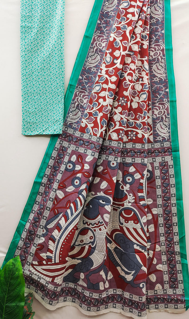 Red Pure Soft Cotton Bagru Block Print Saree