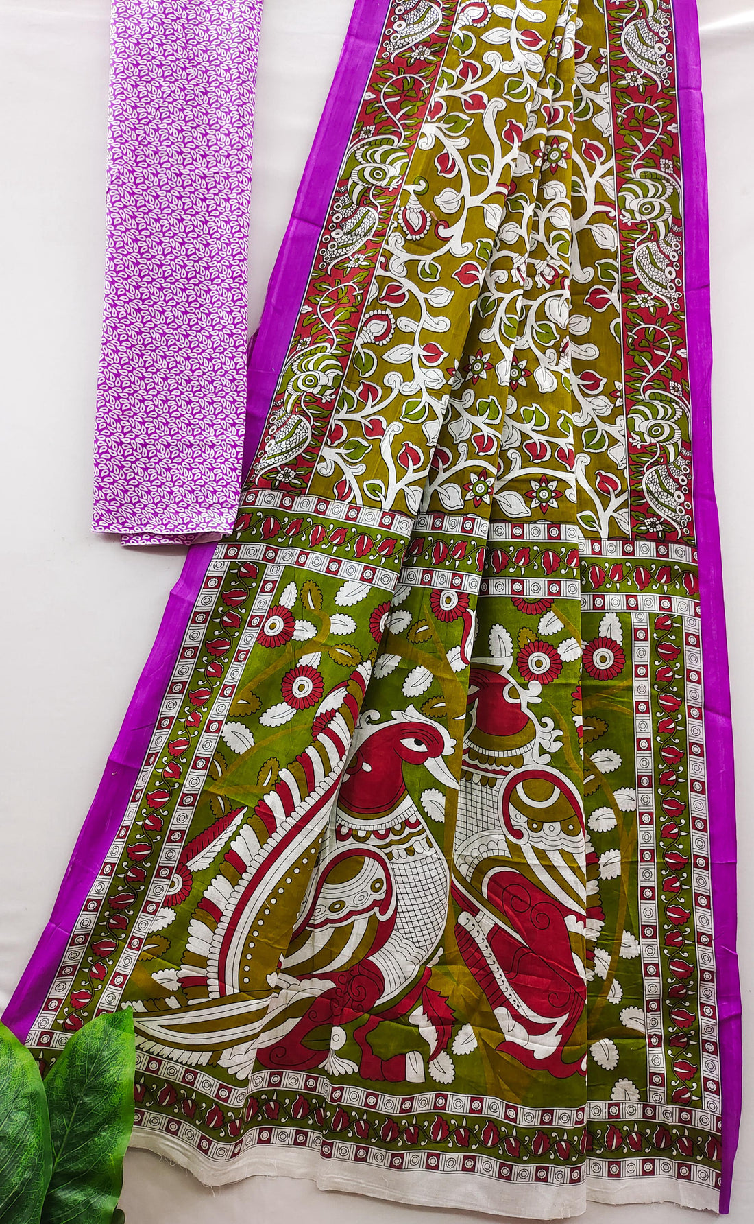 Green Pure Soft Cotton Bagru Block Print Saree Cotton saree Anant Tex Exports Pvt.Ltd..