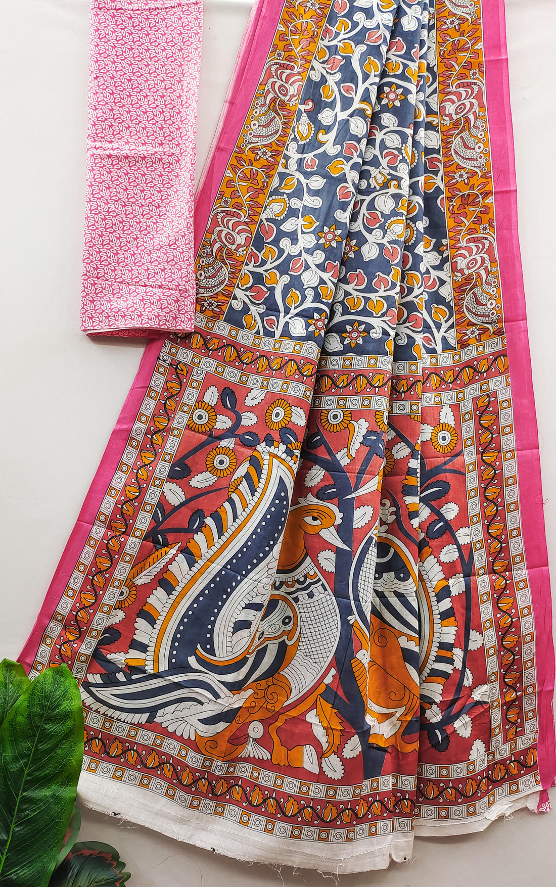 Light Gray Pure Soft Cotton Bagru Block Print Saree Cotton saree Anant Tex Exports Pvt.Ltd..