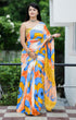 Orange Pure Soft Cotton Bagru Block Print Saree Cotton saree Anant Tex Exports Pvt.Ltd..