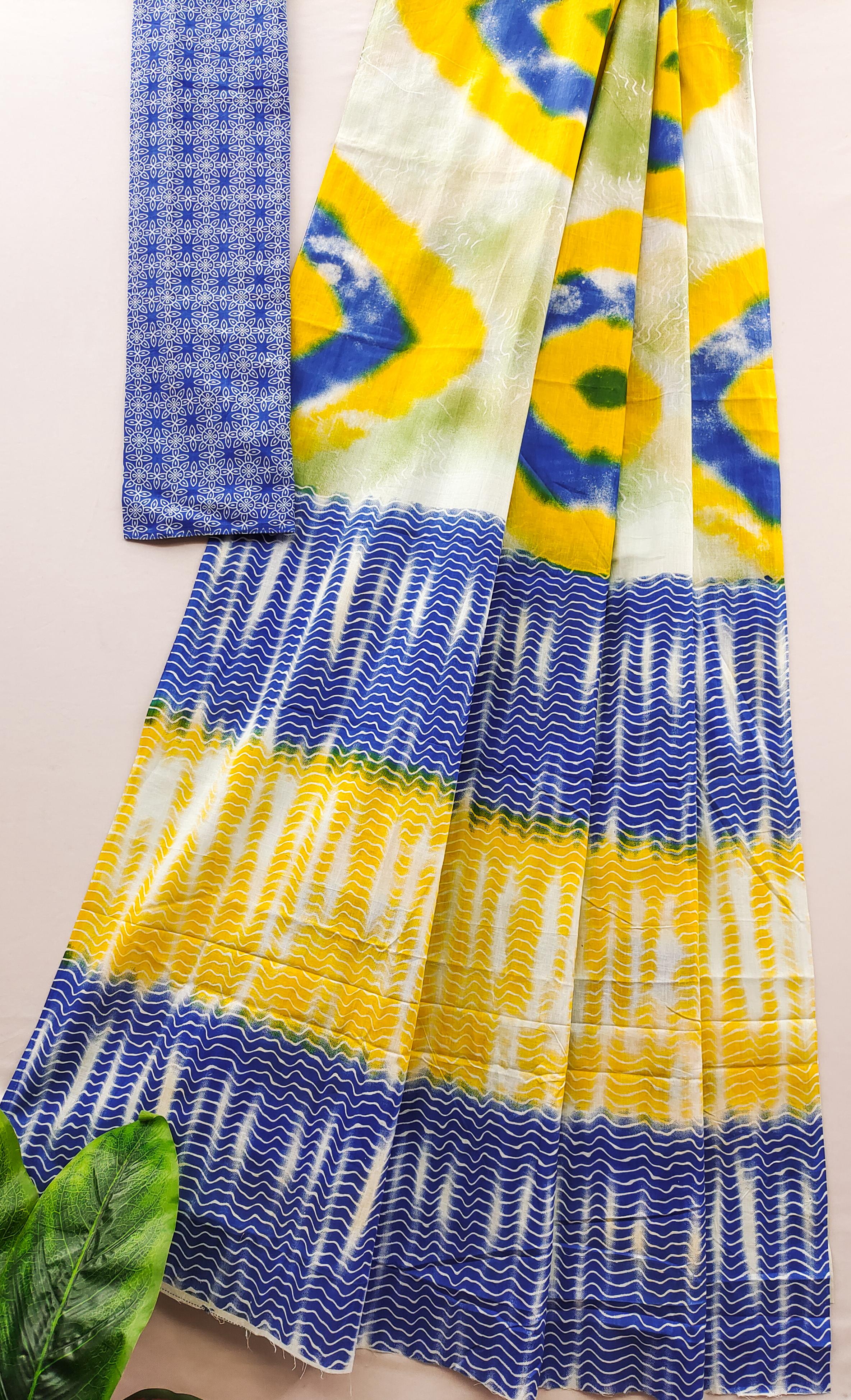 Green Pure Soft Cotton Bagru Block Print Saree Cotton saree Anant Tex Exports Pvt.Ltd..