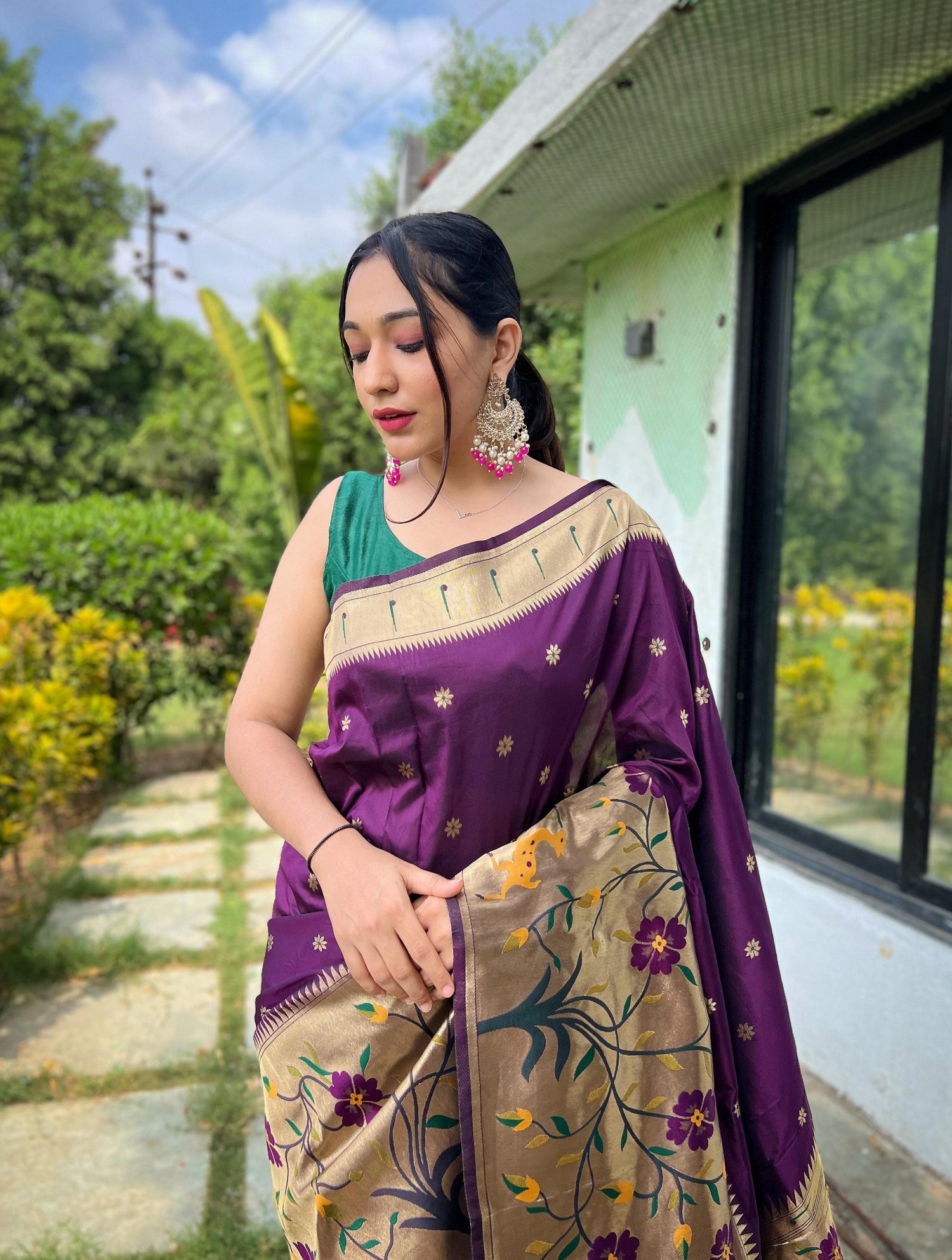 Purple Pure Paithani Silk Saree Paithani Saree Anant Tex Exports Pvt.Ltd..