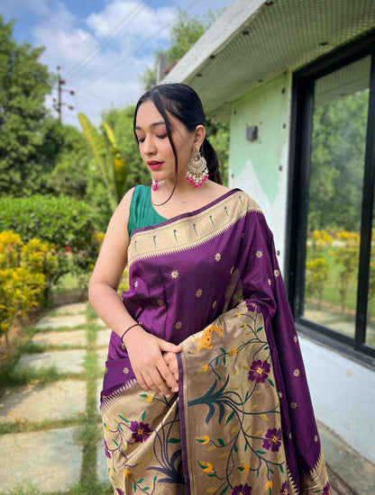 Purple Pure Paithani Silk Saree Paithani Saree Anant Tex Exports Pvt.Ltd..