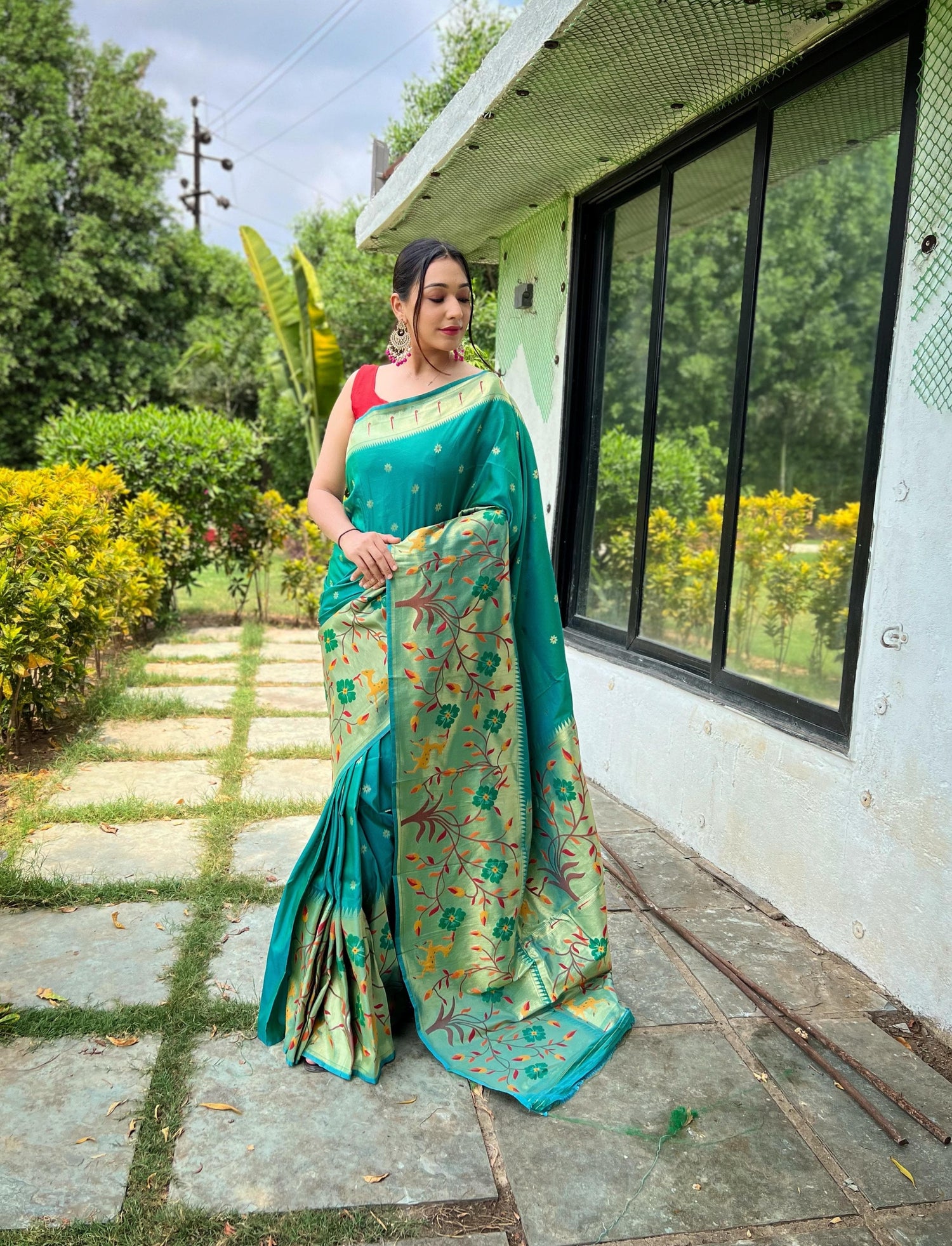 Green Pure Paithani Silk Saree Paithani Saree Anant Tex Exports Pvt.Ltd..