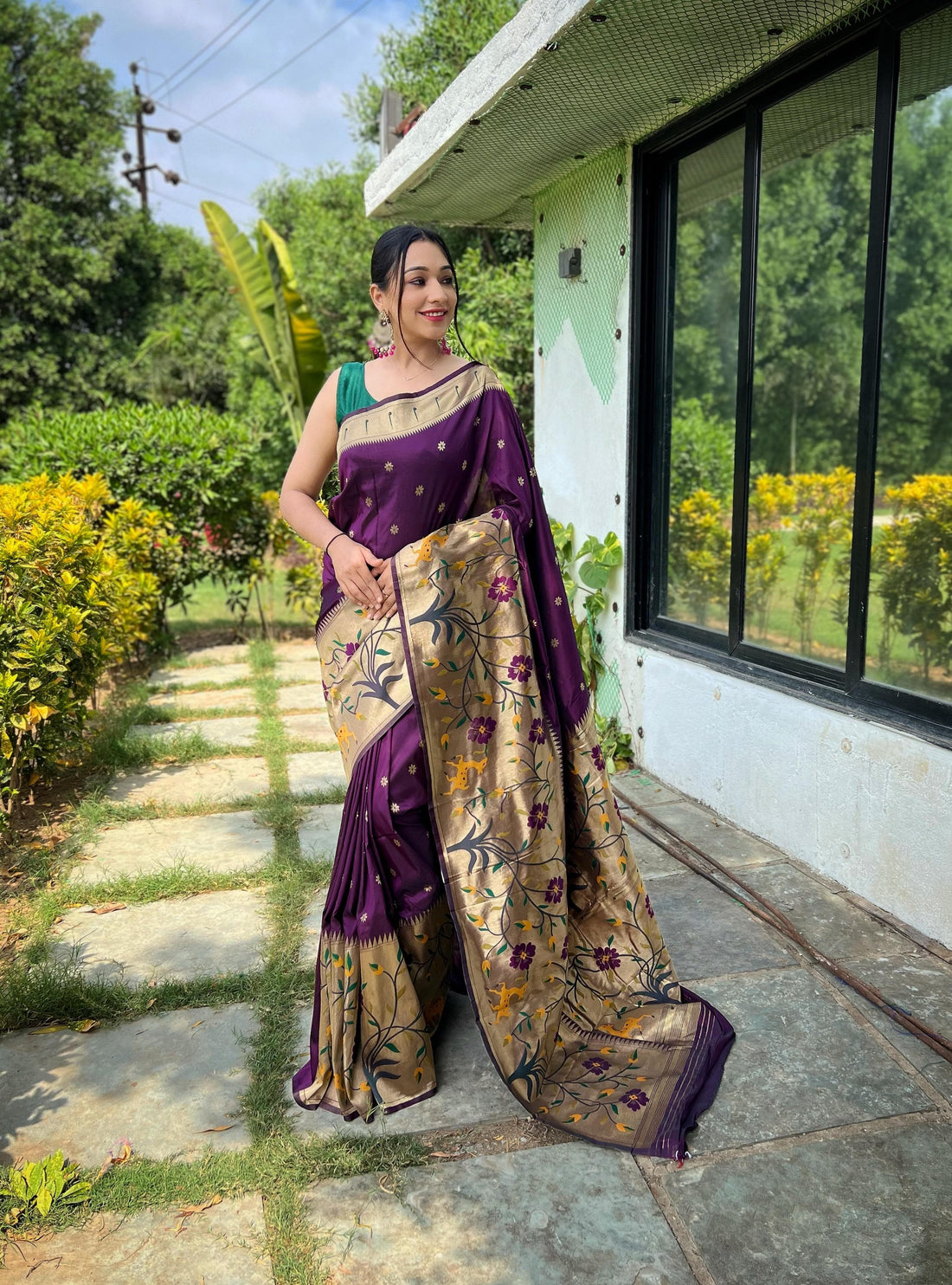 Purple Pure Paithani Silk Saree Paithani Saree Anant Tex Exports Pvt.Ltd..