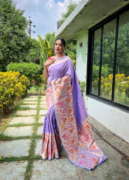 Lavender Pure Paithani Silk Saree Paithani Saree Anant Tex Exports Pvt.Ltd..