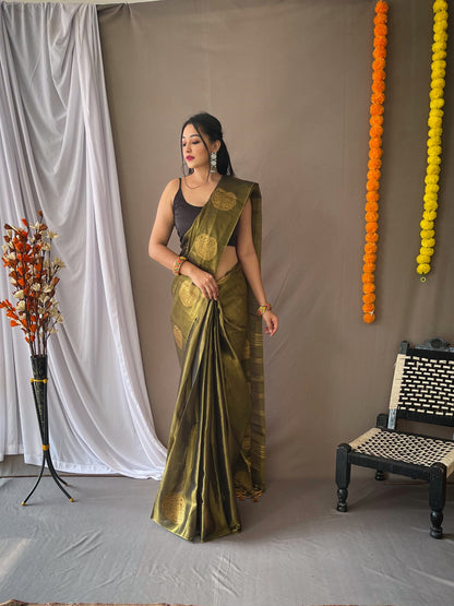 Mehandi Pure Tissue Silk Zari Weaving Tissue Saree Tissue Saree Anant Tex Exports Pvt.Ltd..