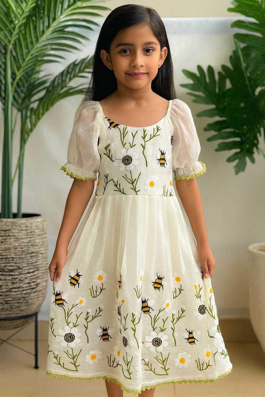 Cream Pure Crush Organza Kid's Dress