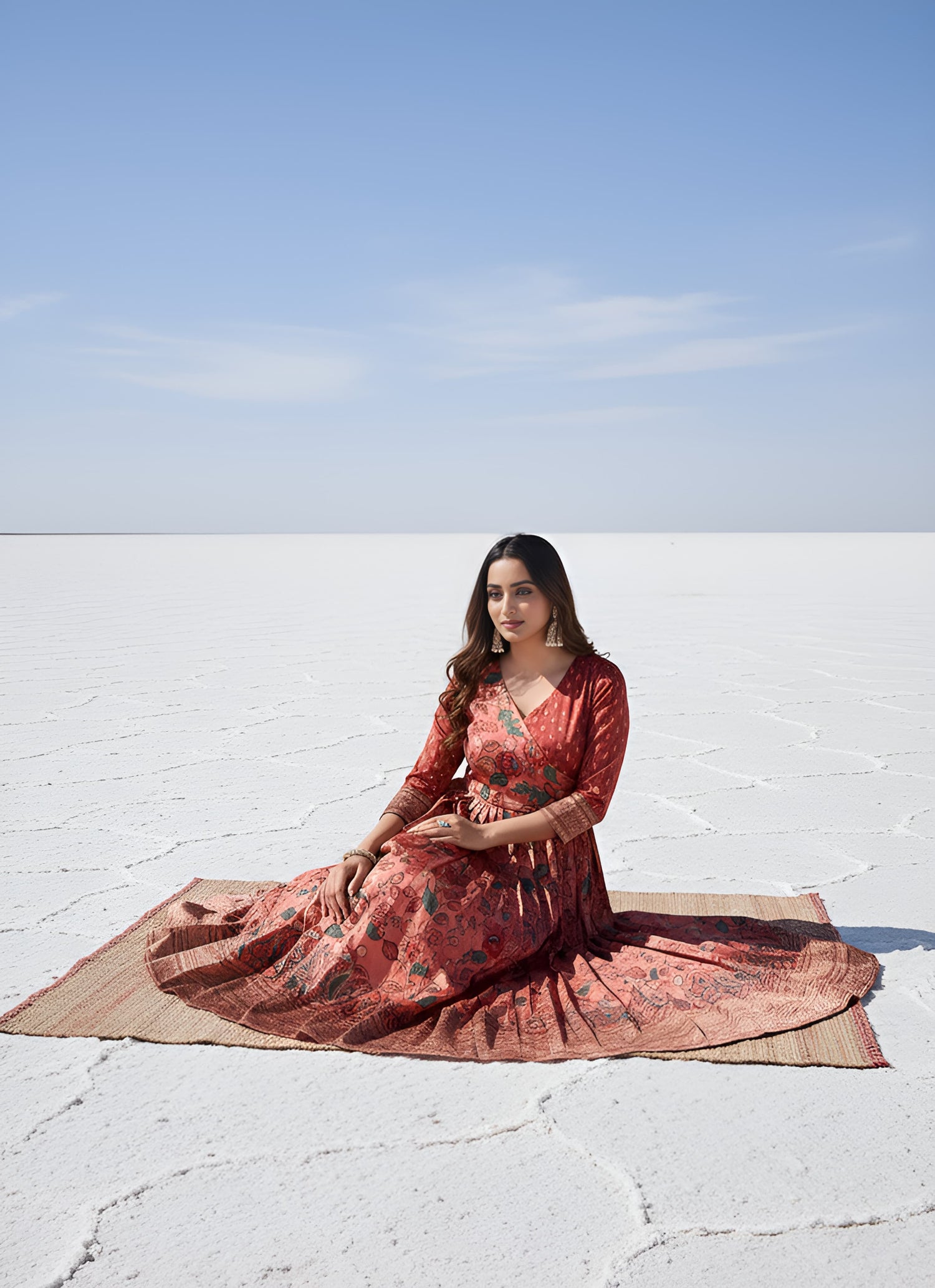 Peach Pure Silk Blend Kalamkari Anarkali Gown Anarkali Gown Anant Tex Exports Pvt.Ltd..