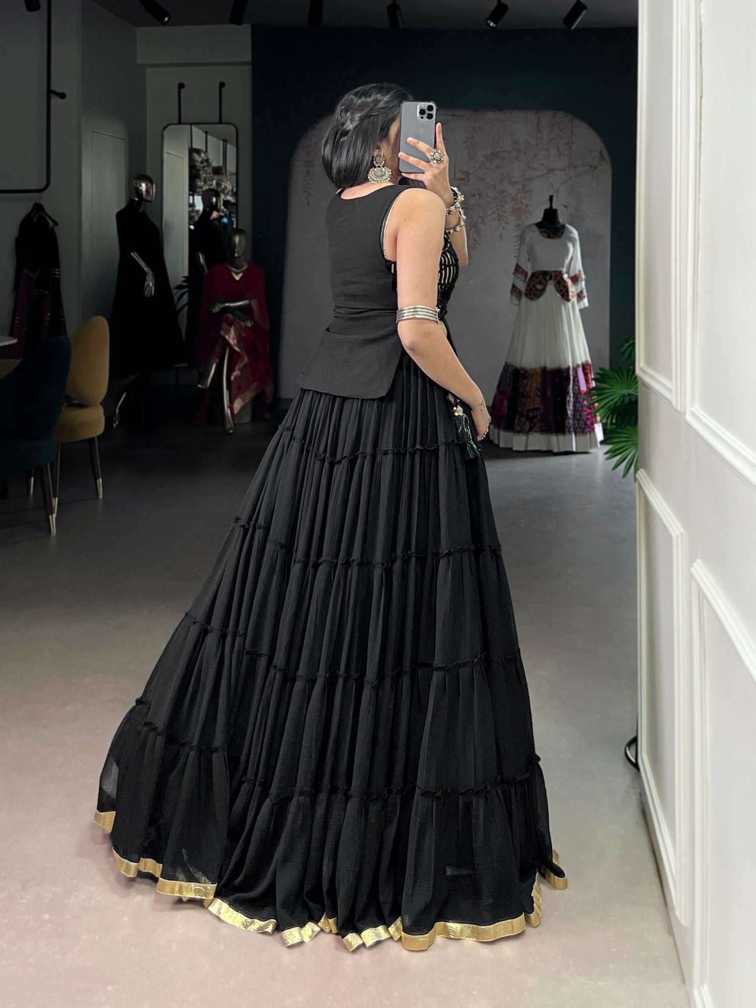 Black Pure Rich Marble Navratri Lehenga Blouse Chaniya Choli Anant Tex Exports Pvt.Ltd..