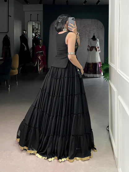 Black Pure Rich Marble Navratri Lehenga Blouse Chaniya Choli Anant Tex Exports Pvt.Ltd..