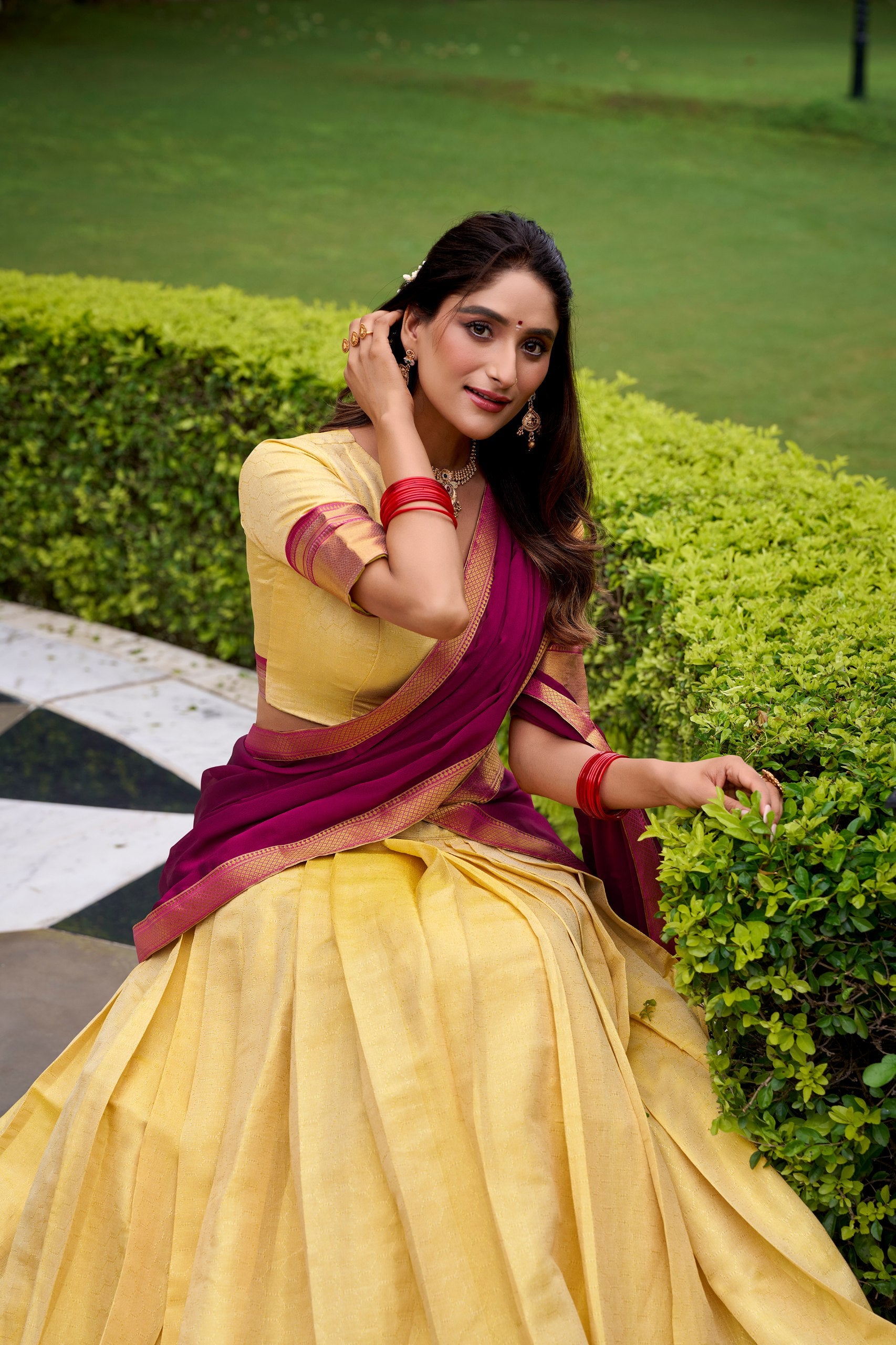 Pink Pure Kanchipuram Zari Weaving Lehenga Choli South Lehenga Choli Anant Tex Exports Pvt.Ltd..