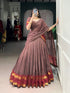 Brown Pure Chanderi Silk Zari Weaving Lehenga Choli South Lehenga Choli Anant Tex Exports Pvt.Ltd..