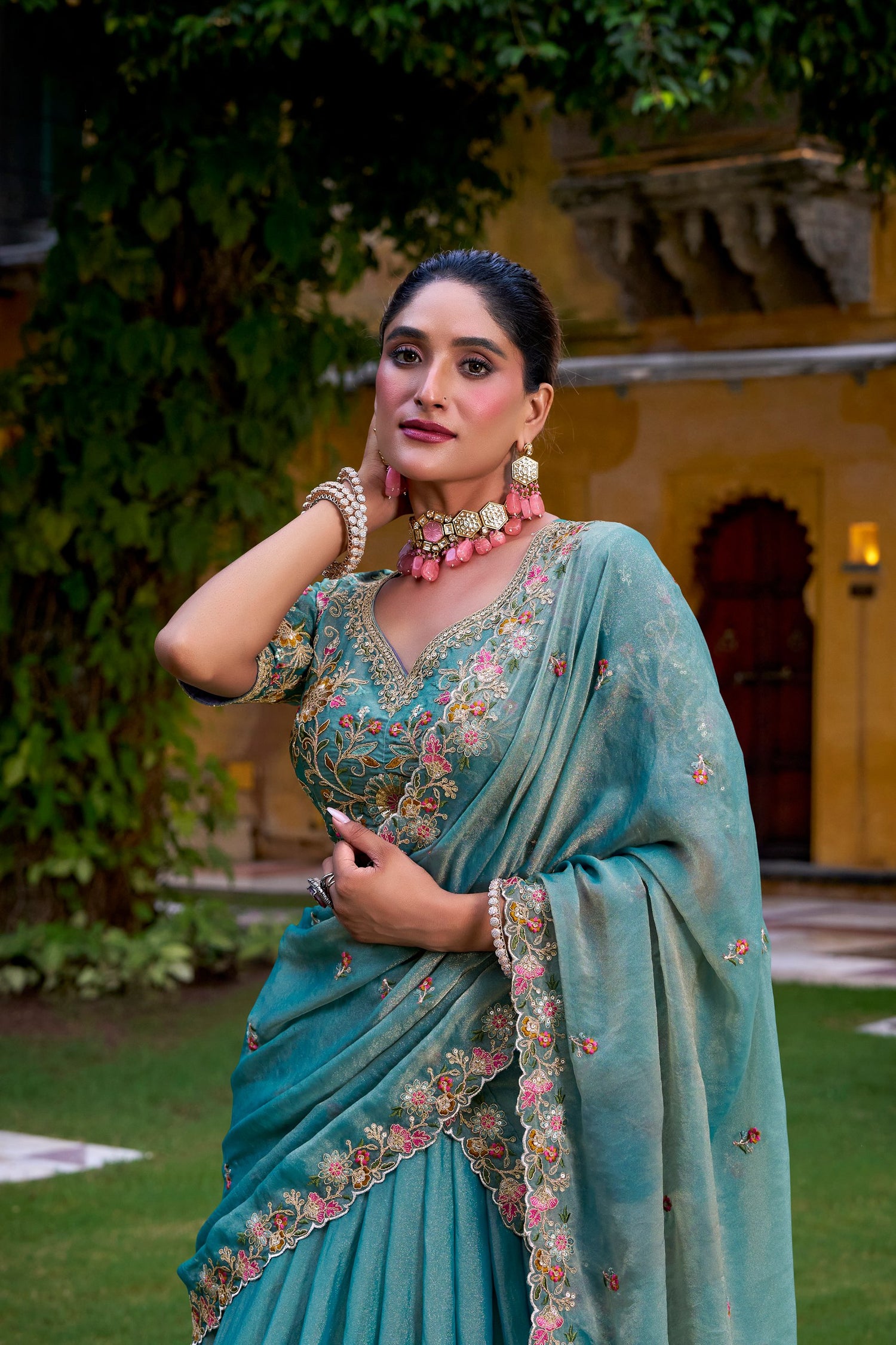 Sky Blue Pure Zari Shimmer Heavy Embroidery Wedding Lehenga Choli Wedding Lehenga Choli Anant Tex Exports Pvt.Ltd..
