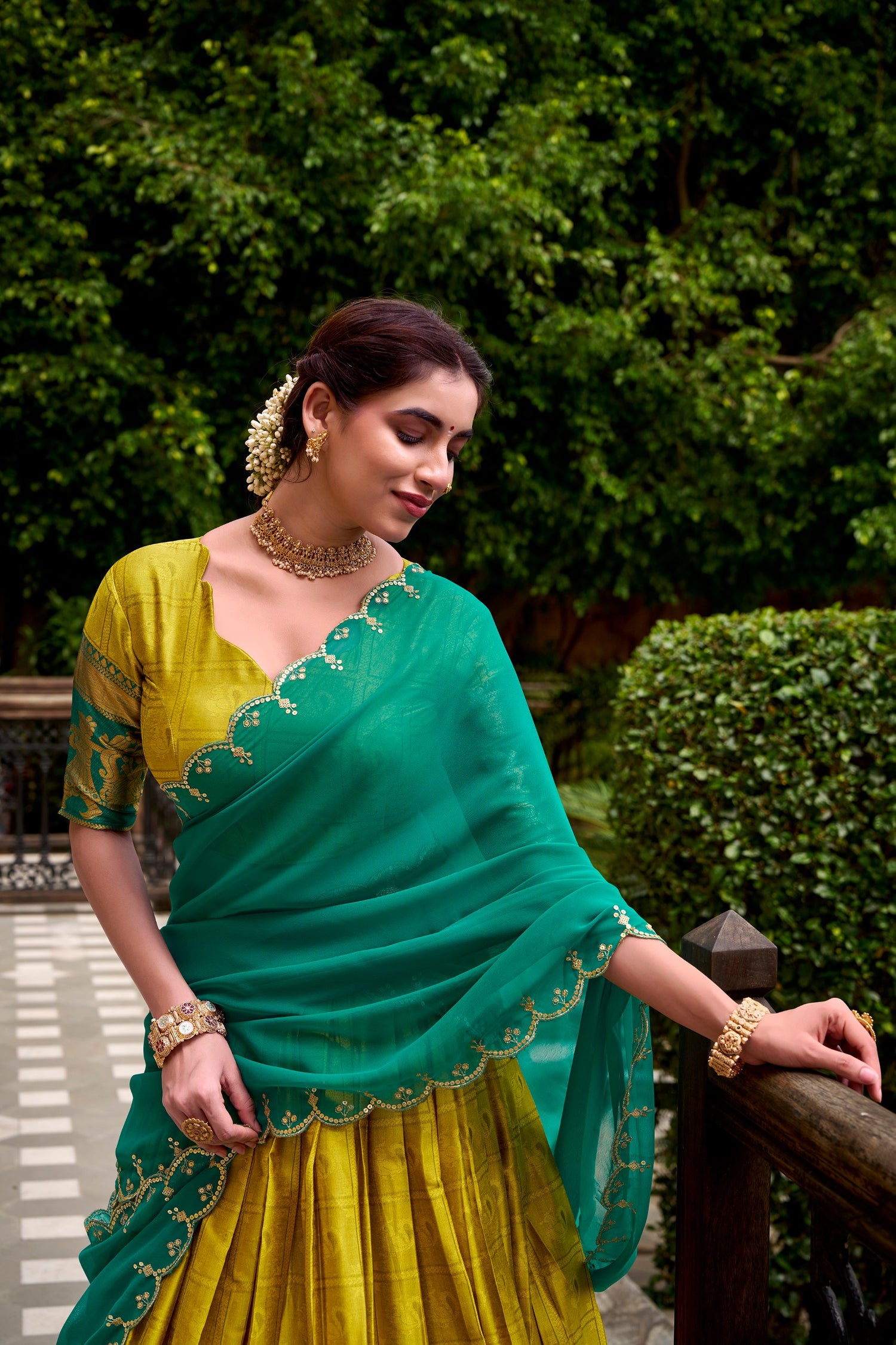 Yellow Pure Poly Cotton Zari Weaving Lehenga Choli Chaniya Choli Anant Tex Exports Pvt.Ltd..