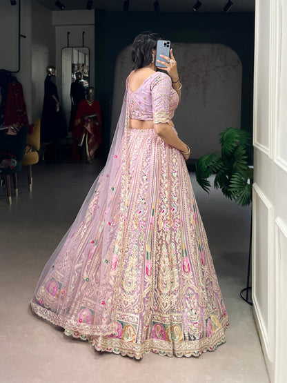 Lavender Pure Net Silk Heavy Sequin Embroidery Net Lehenga Choli Net Lehenga Choli Anant Tex Exports Pvt.Ltd..
