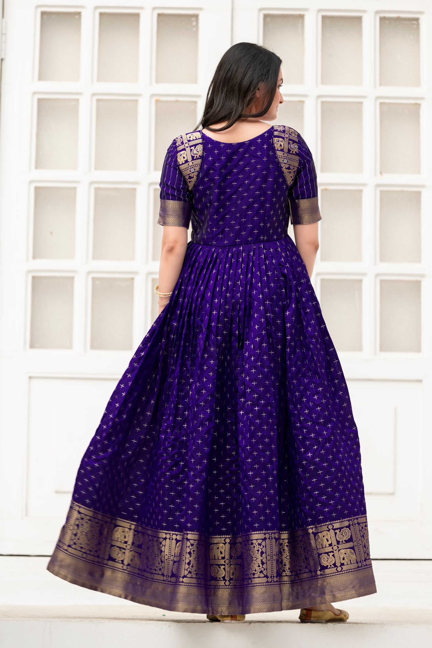 Blue Pure Soft Silk Zari Weaving Anarkali Gown Anarkali Gown Anant Tex Exports Pvt.Ltd..