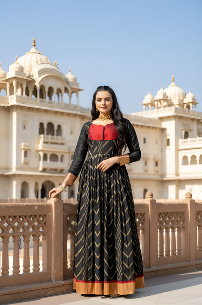 Black Pure Soft Silk Zari Weaving Anarkali Gown Anarkali Gown Anant Tex Exports Pvt.Ltd..