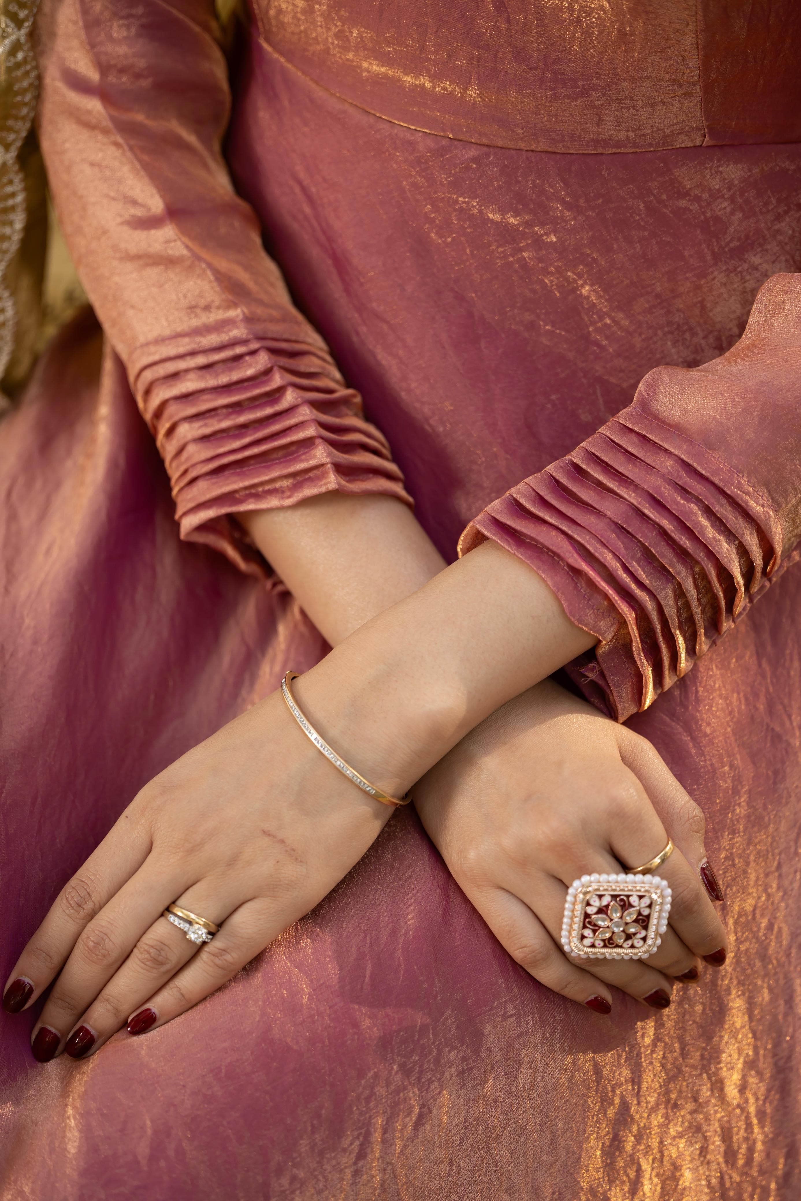 Pink often Pure Space Silk Anarkali Gown