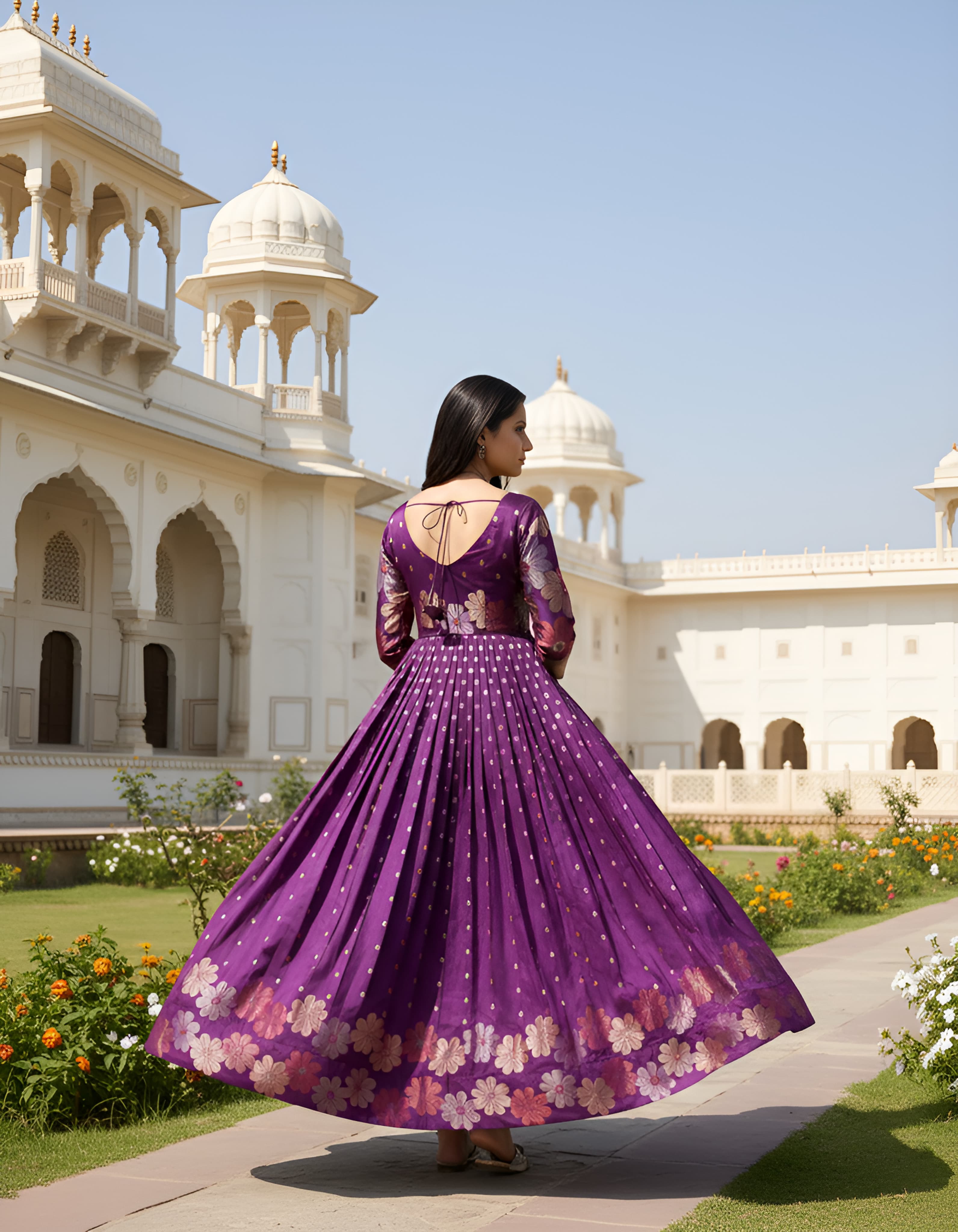 Purple Pure Soft Silk Anarkali Gown