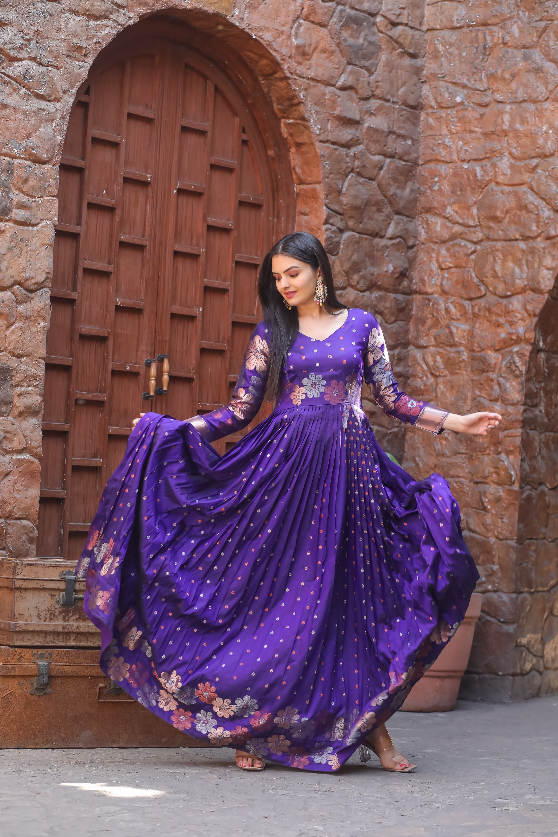 Blue Pure Soft Silk Anarkali Gown Anarkali Gown Anant Tex Exports Pvt.Ltd..