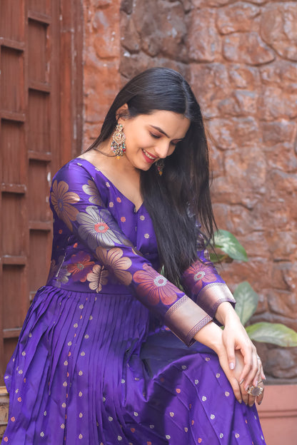 Blue Pure Soft Silk Anarkali Gown Anarkali Gown Anant Tex Exports Pvt.Ltd..