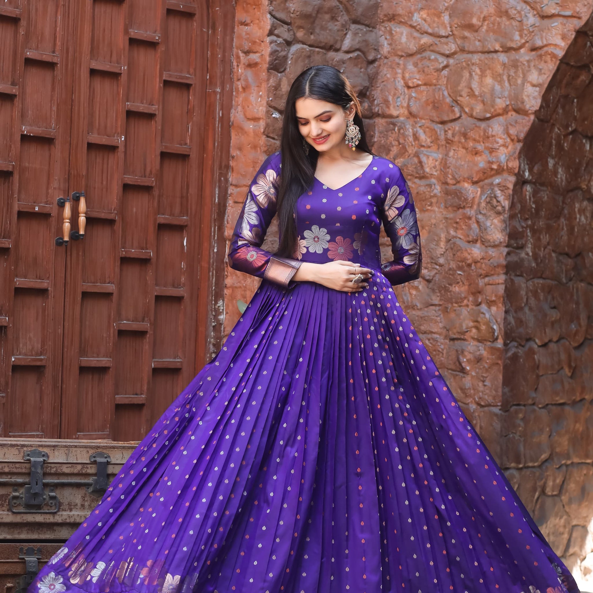 Blue Pure Soft Silk Anarkali Gown