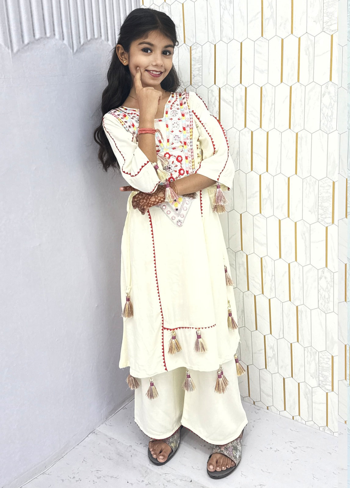 White Pure Soft Cotton Kids Salwar Suit