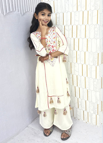 White Pure Soft Cotton Kids Salwar Suit kids dress Anant Tex Exports Pvt.Ltd..