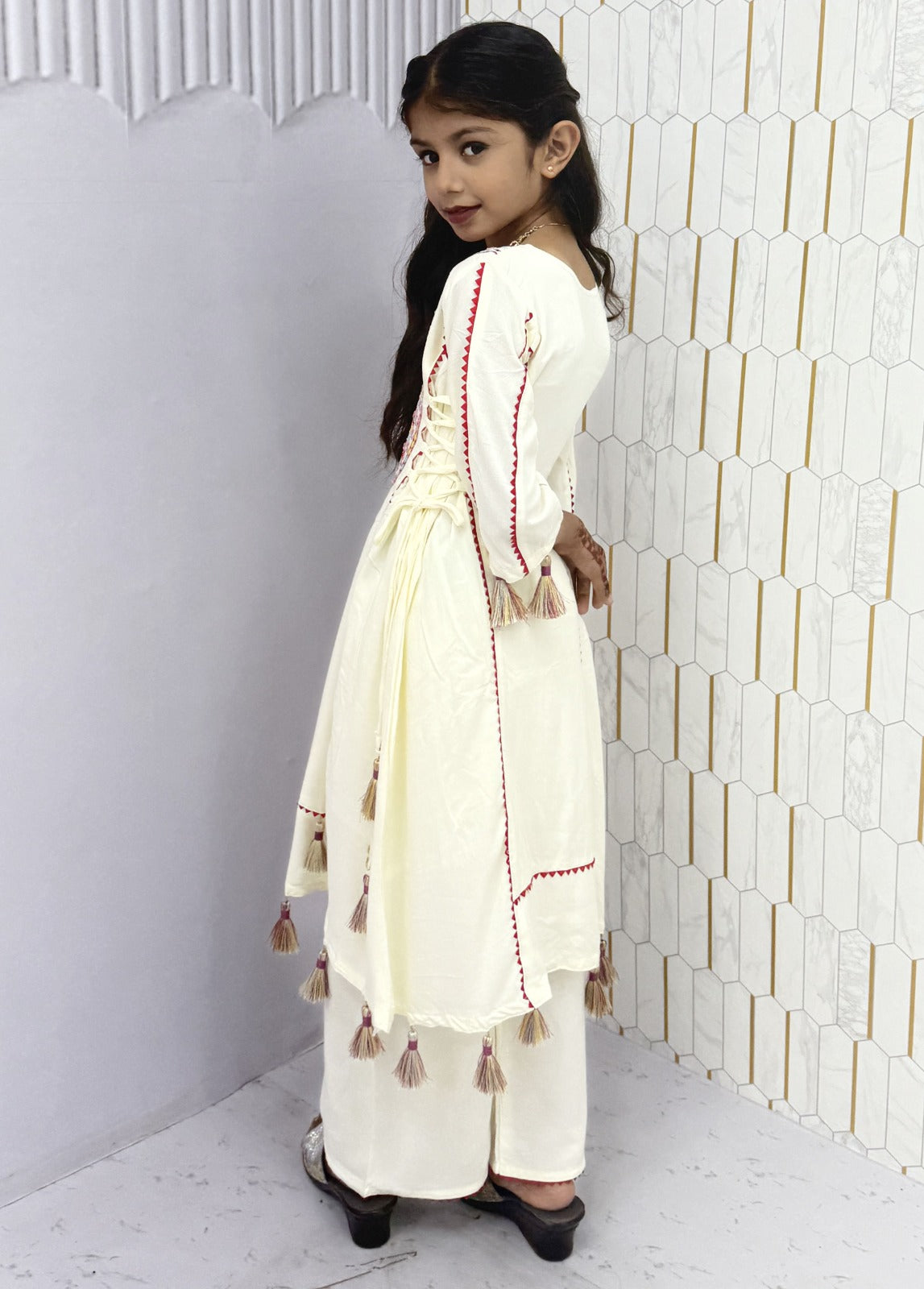White Pure Soft Cotton Kids Salwar Suit