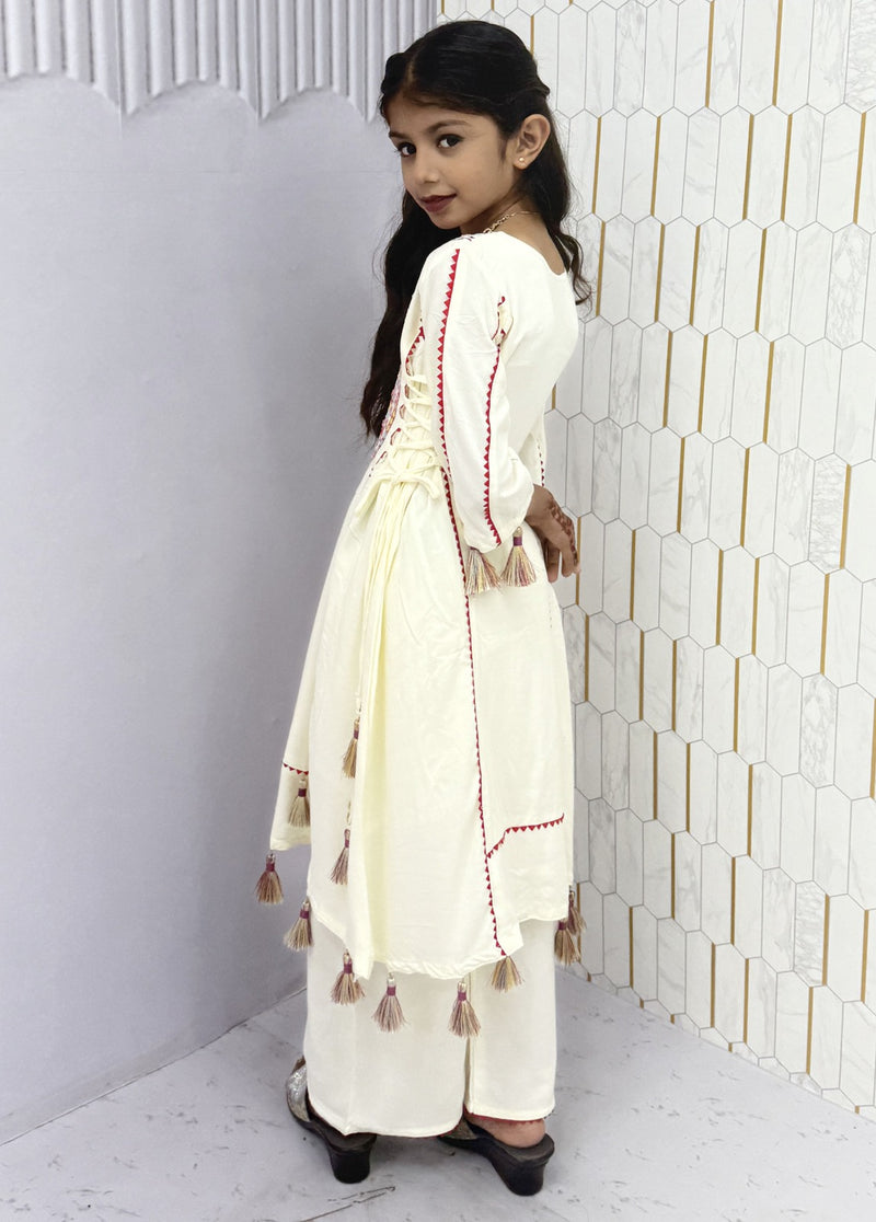 White Pure Soft Cotton Kids Salwar Suit