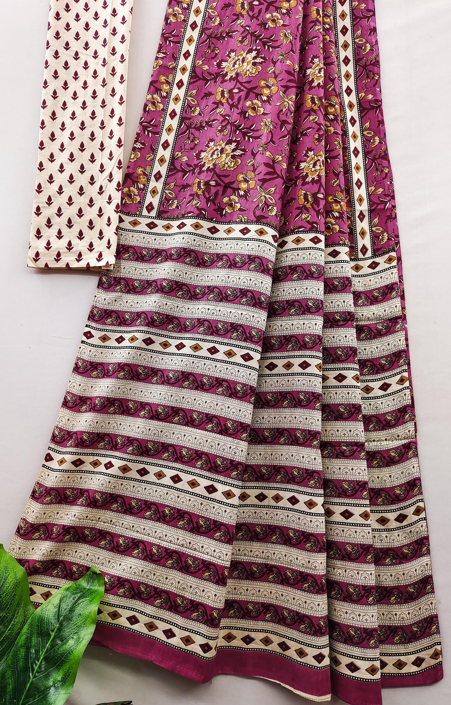 Pink Pure Soft Cotton Bagru Block Print Saree Cotton saree Anant Tex Exports Pvt.Ltd..