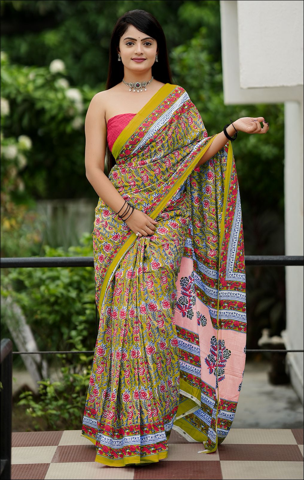 Yellow Pure Soft Cotton Bagru Block Print Saree