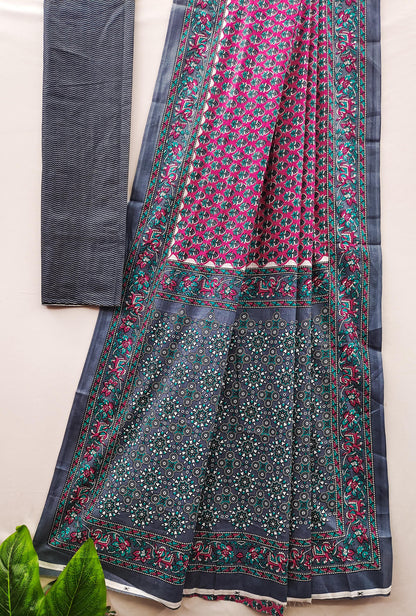 Pink Pure Soft Cotton Bagru Block Print Saree Cotton saree Anant Tex Exports Pvt.Ltd..