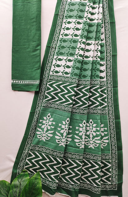 Mint Pure Soft Cotton Bagru Block Print Saree Cotton saree Anant Tex Exports Pvt.Ltd..