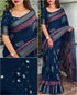 Blue Pure Mal Cotton Ajrakh Print Saree Cotton saree Anant Tex Exports Pvt.Ltd..