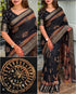 Black Pure Mal Cotton Ajrakh Print Saree Cotton saree Anant Tex Exports Pvt.Ltd..