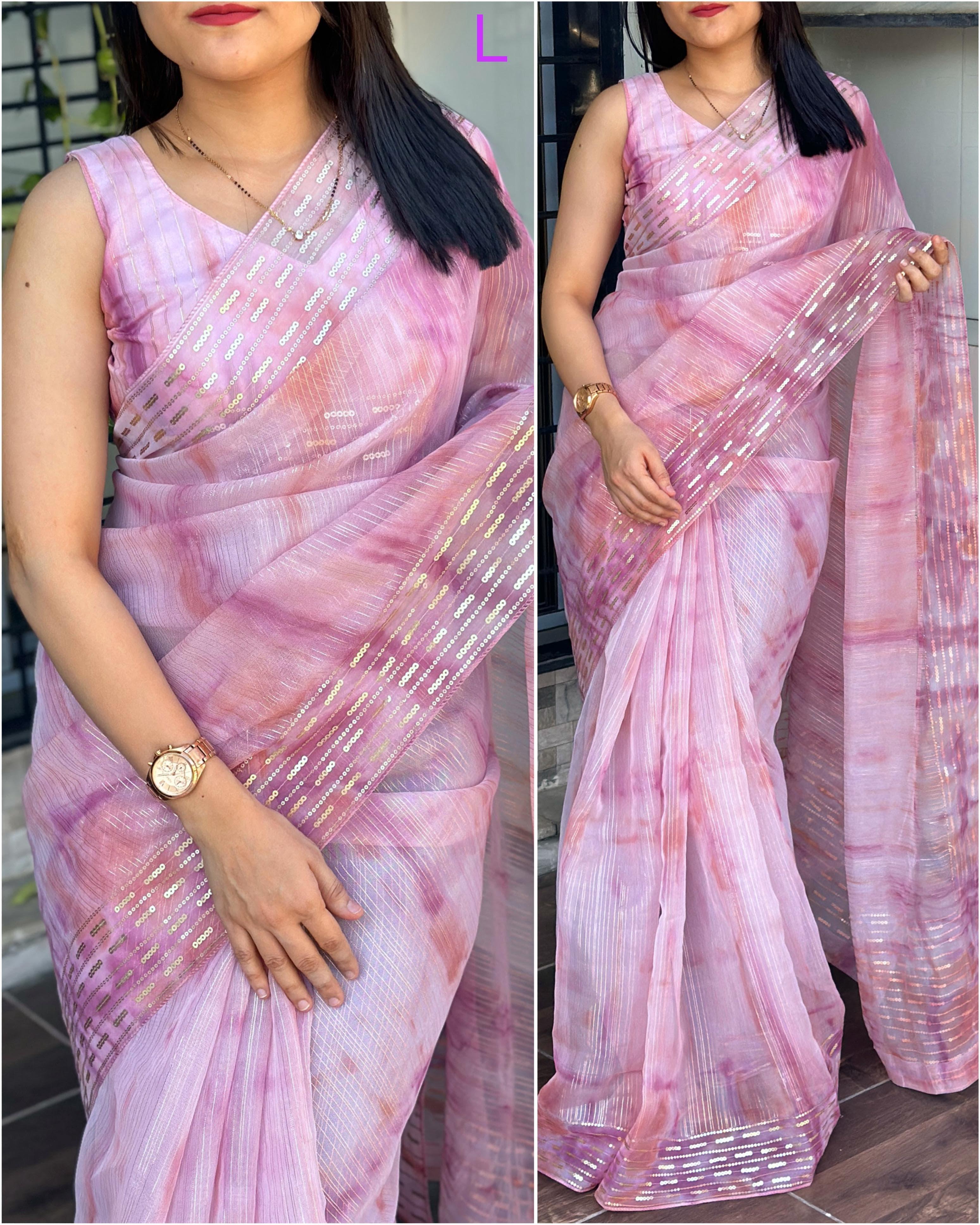 Pink Pure Soft Organza Saree Organza Saree Anant Tex Exports Pvt.Ltd..