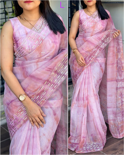 Pink Pure Soft Organza Saree Organza Saree Anant Tex Exports Pvt.Ltd..